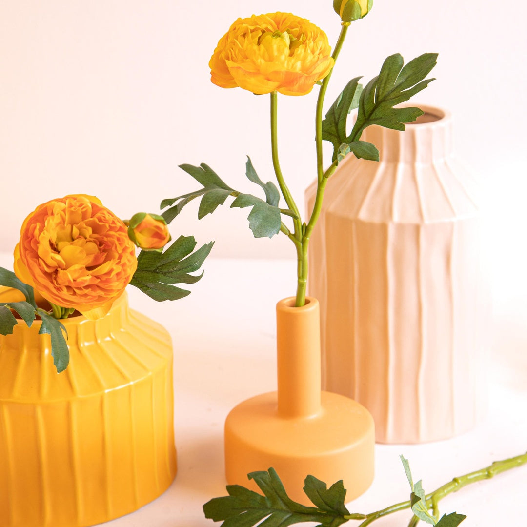 3 Pezzi • Ranuncolo per 2 fiori artificiale • 32,5 cm