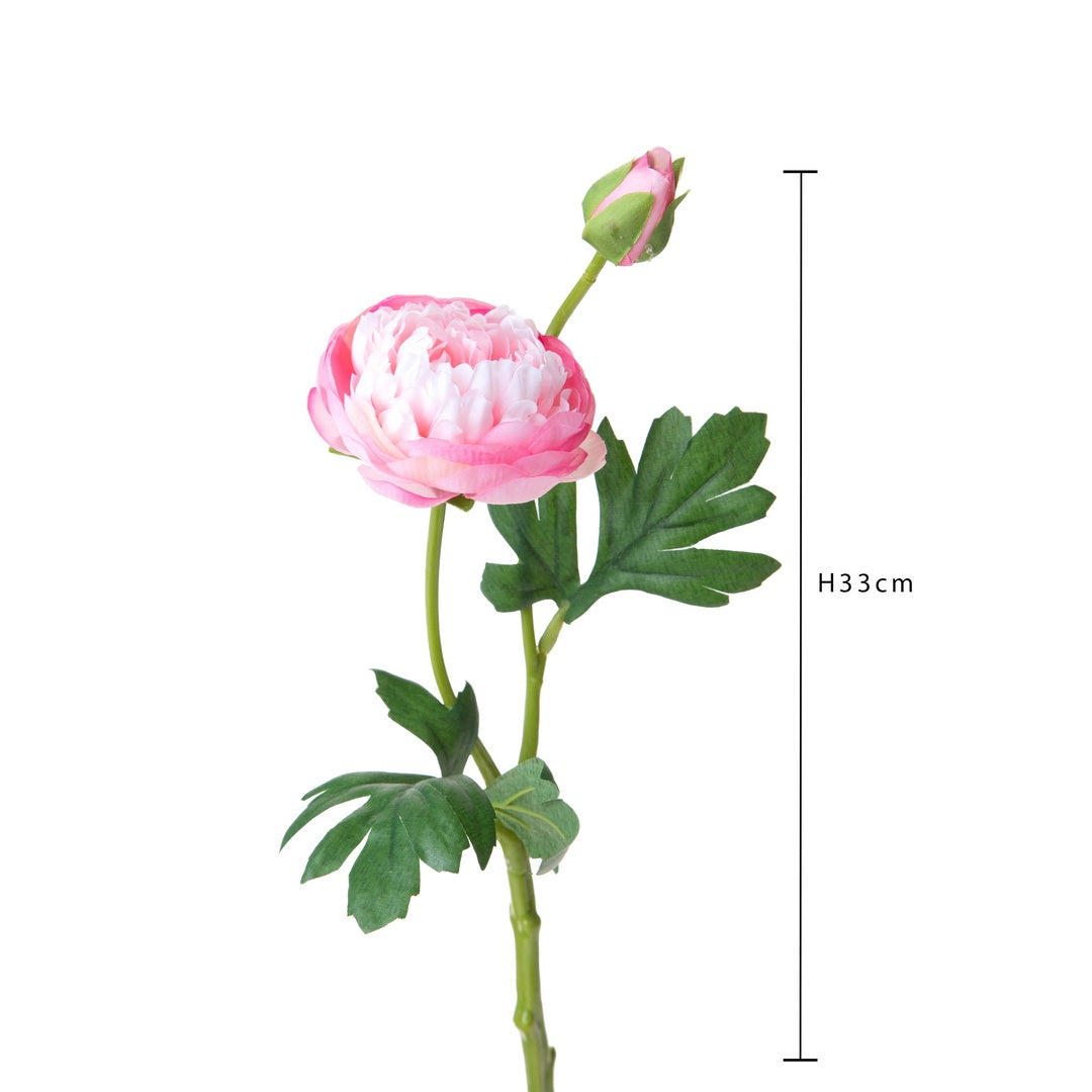 3 Pezzi • Ranuncolo per 2 fiori artificiale • 33 cm