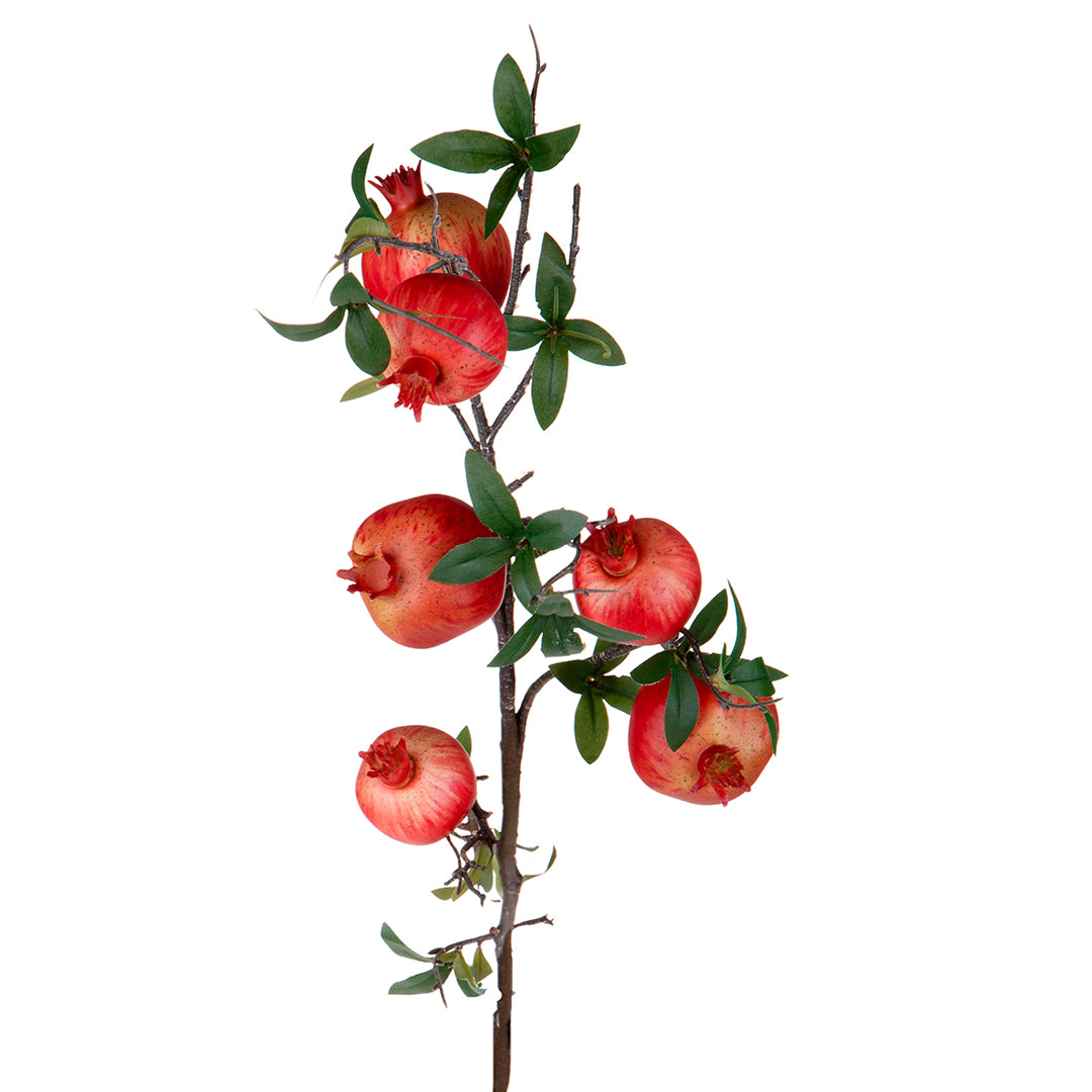 2 Pezzi • Ramo con Melograno artificiale per 6 frutti • 90 cm
