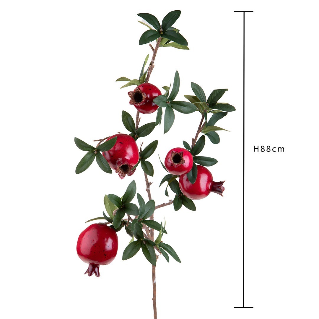 3 Pezzi • Tralcio melograno artificiale • 88 cm