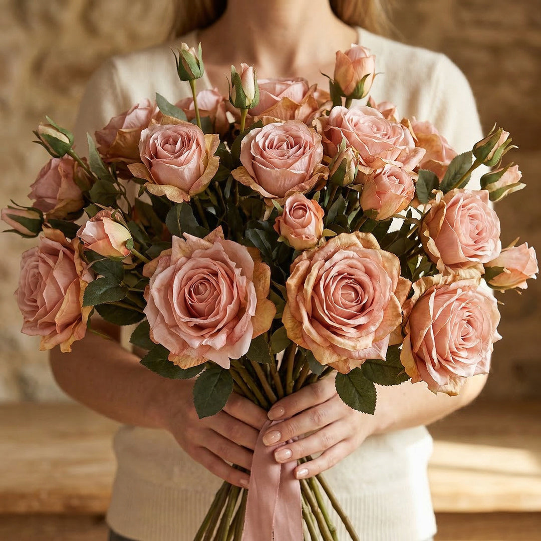 Rosa per 5 fiori Dry Look • 65 cm
