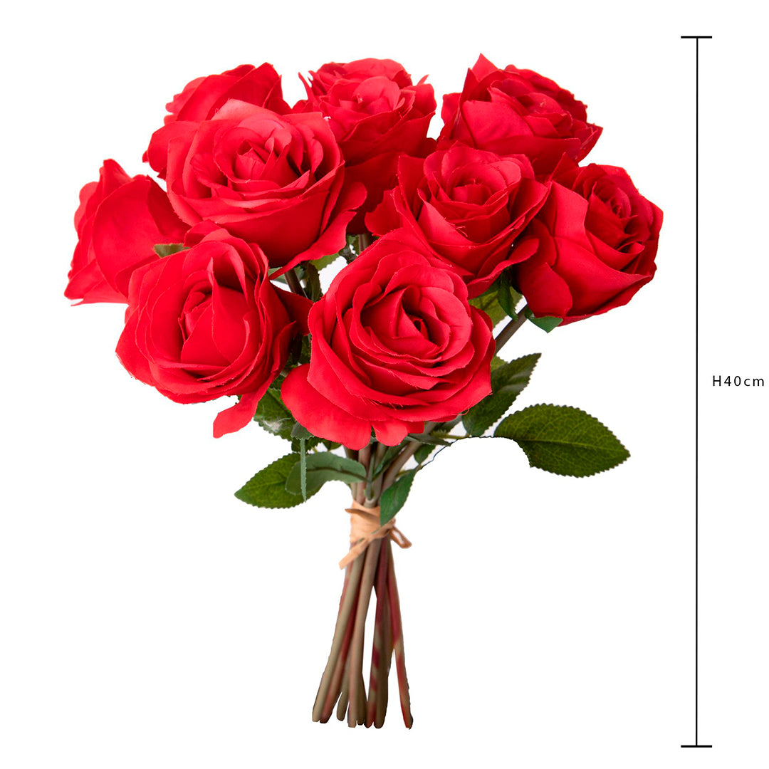 Mazzo rose artificiali per 9 fiori • 40 cm