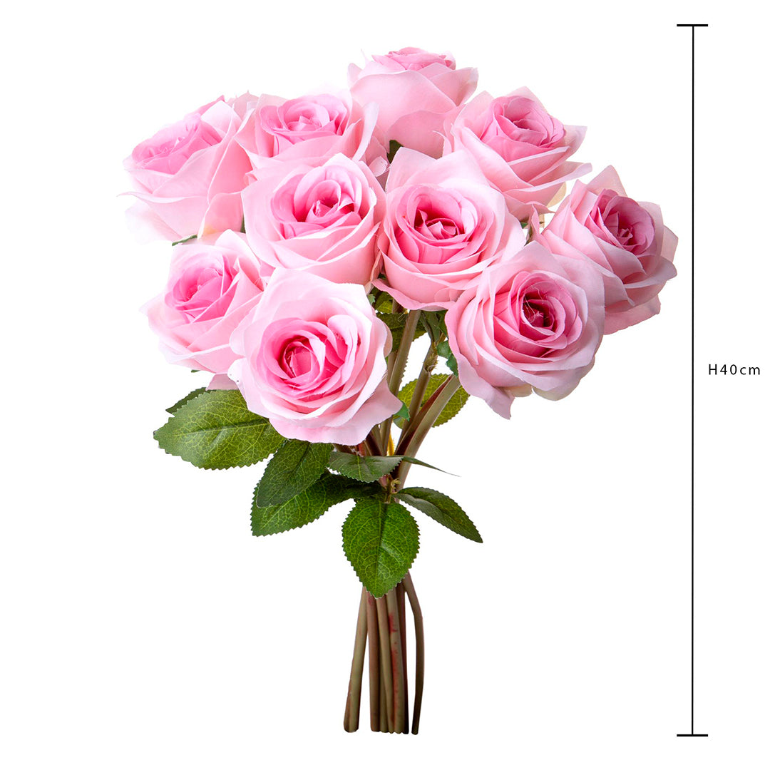 Mazzo rose artificiali per 9 fiori • 40 cm