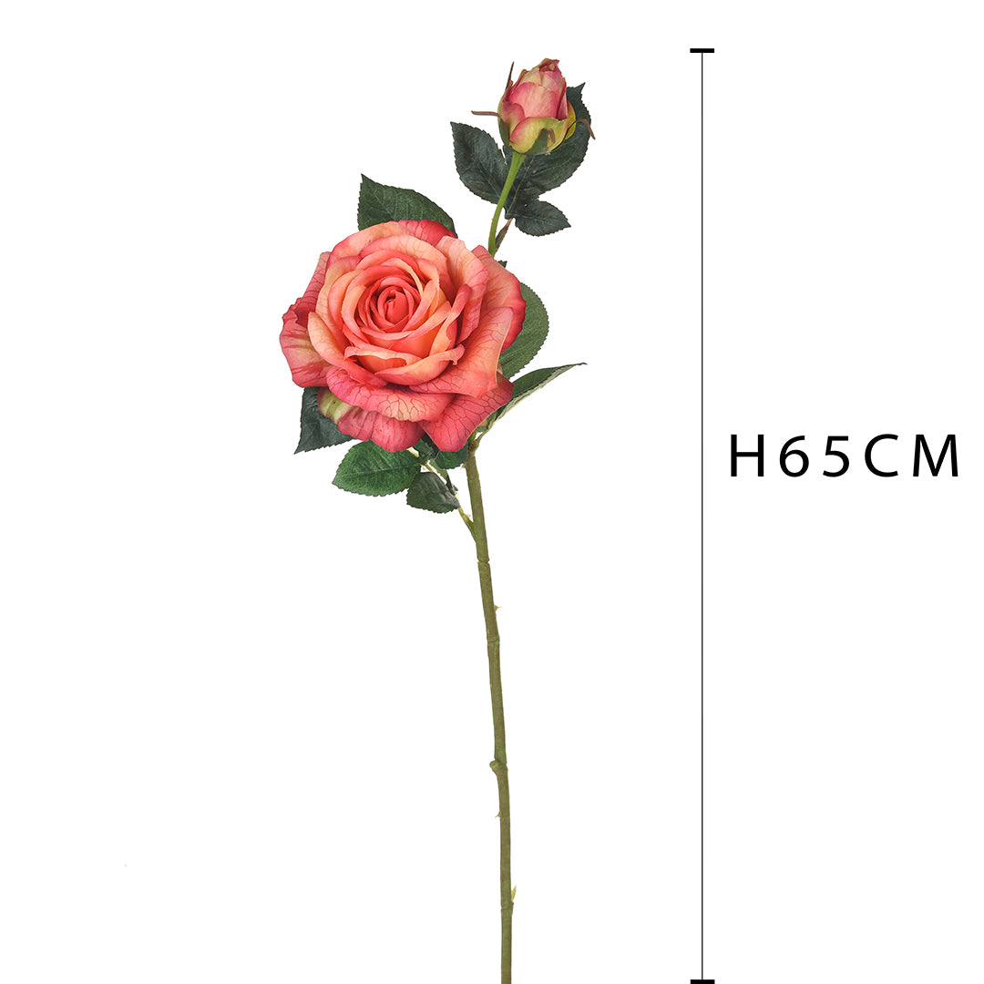 4 Pezzi • Ramo rosa artificiale real touch • 65 cm