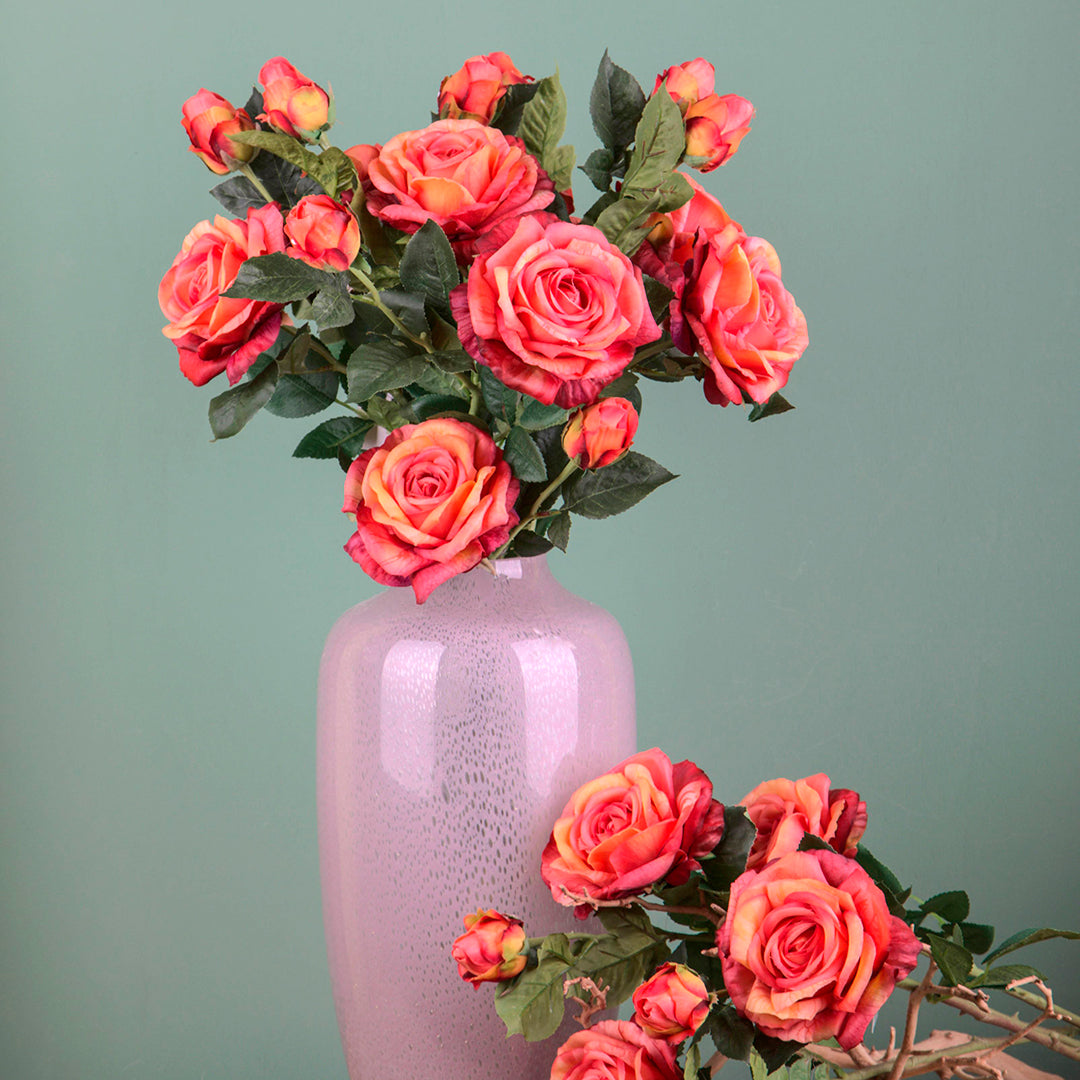 4 Pezzi • Ramo rosa artificiale real touch • 65 cm