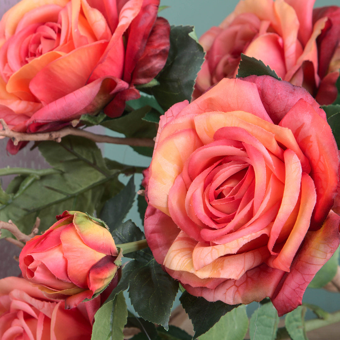 4 Pezzi • Ramo rosa artificiale real touch • 65 cm