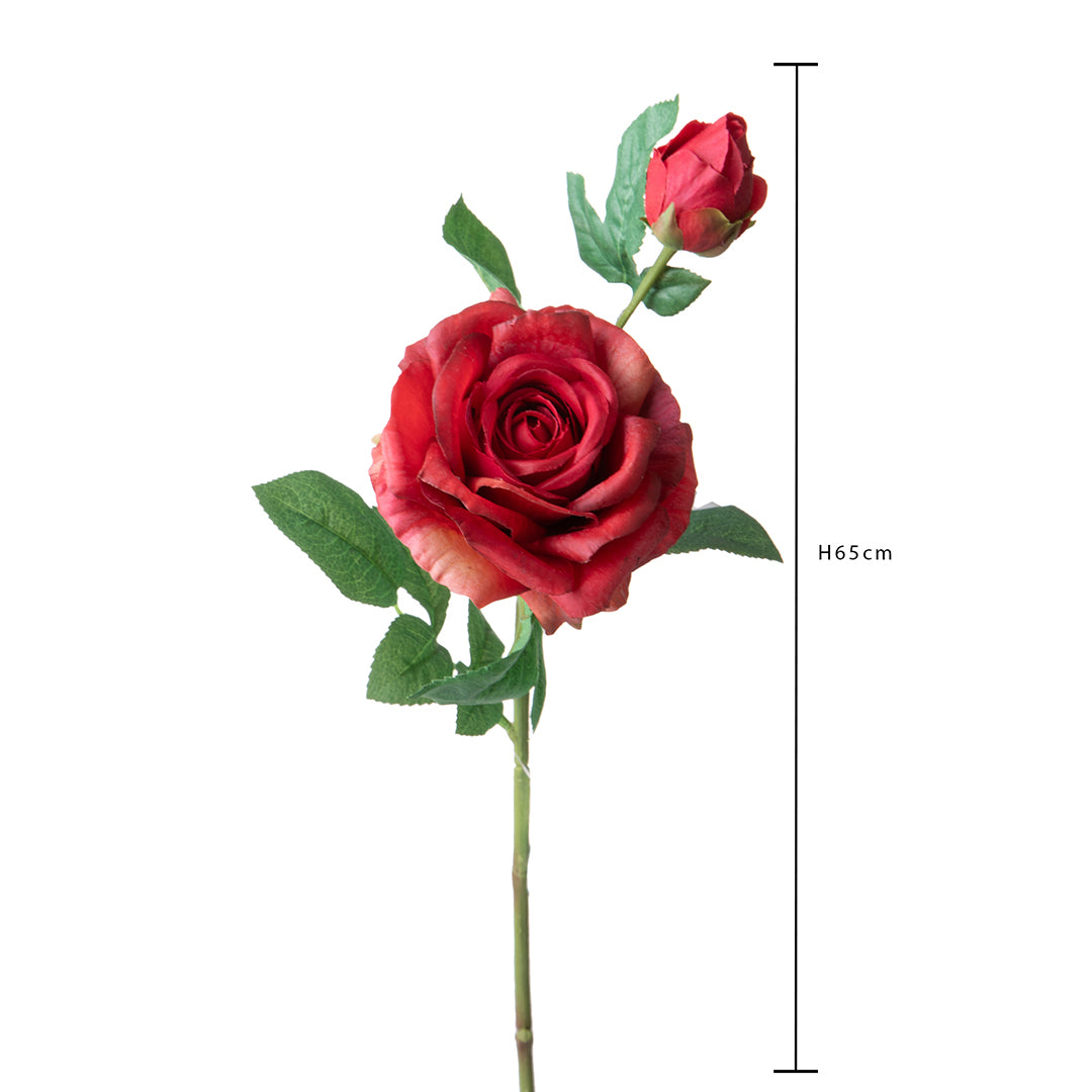 4 Pezzi • Ramo rosa artificiale real touch • 65 cm