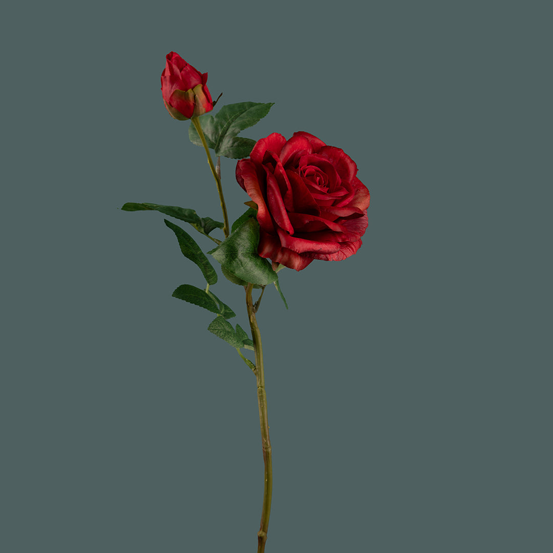 4 Pezzi • Ramo rosa artificiale real touch • 65 cm