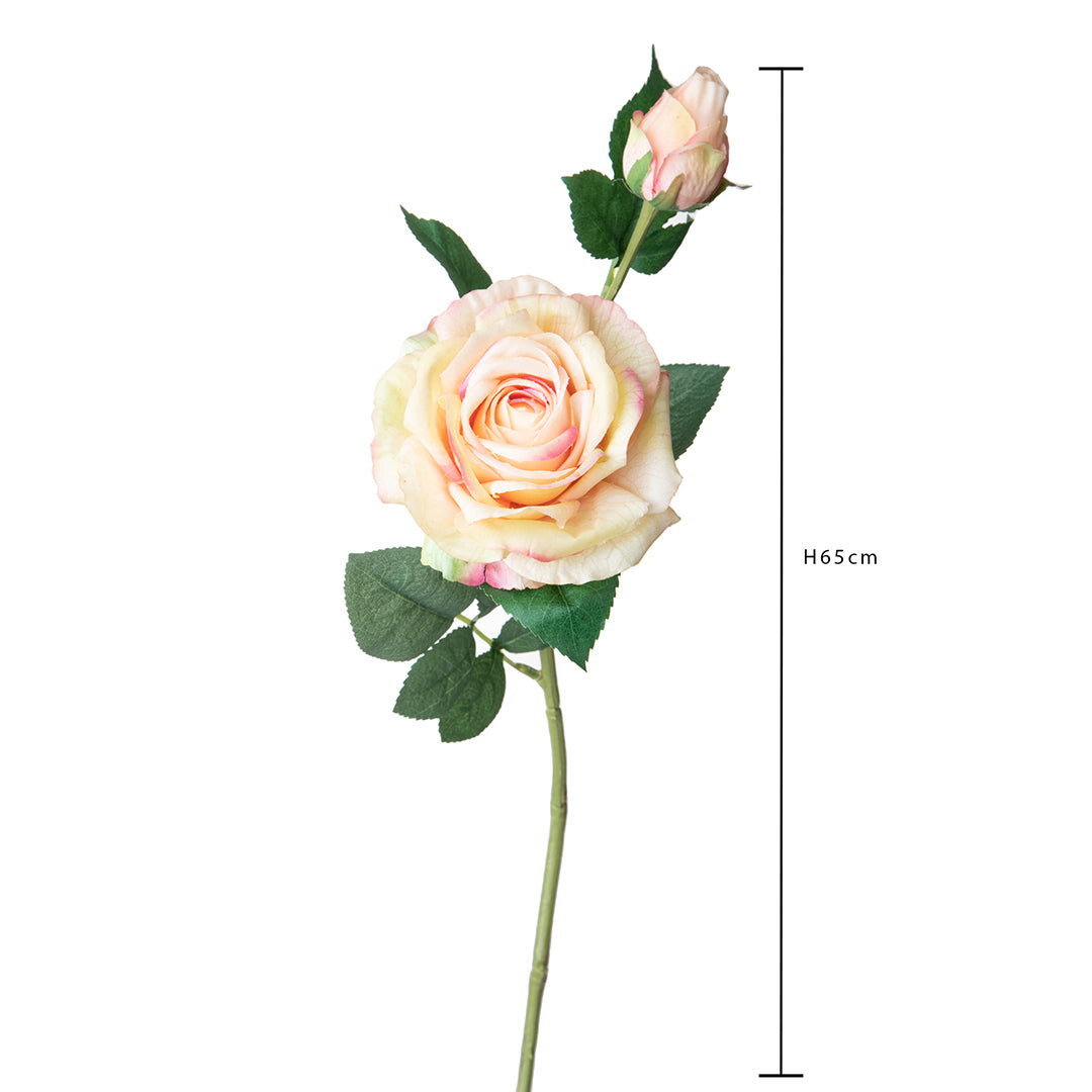 8 Pezzi • Ramo rosa artificiale real touch • 65 cm