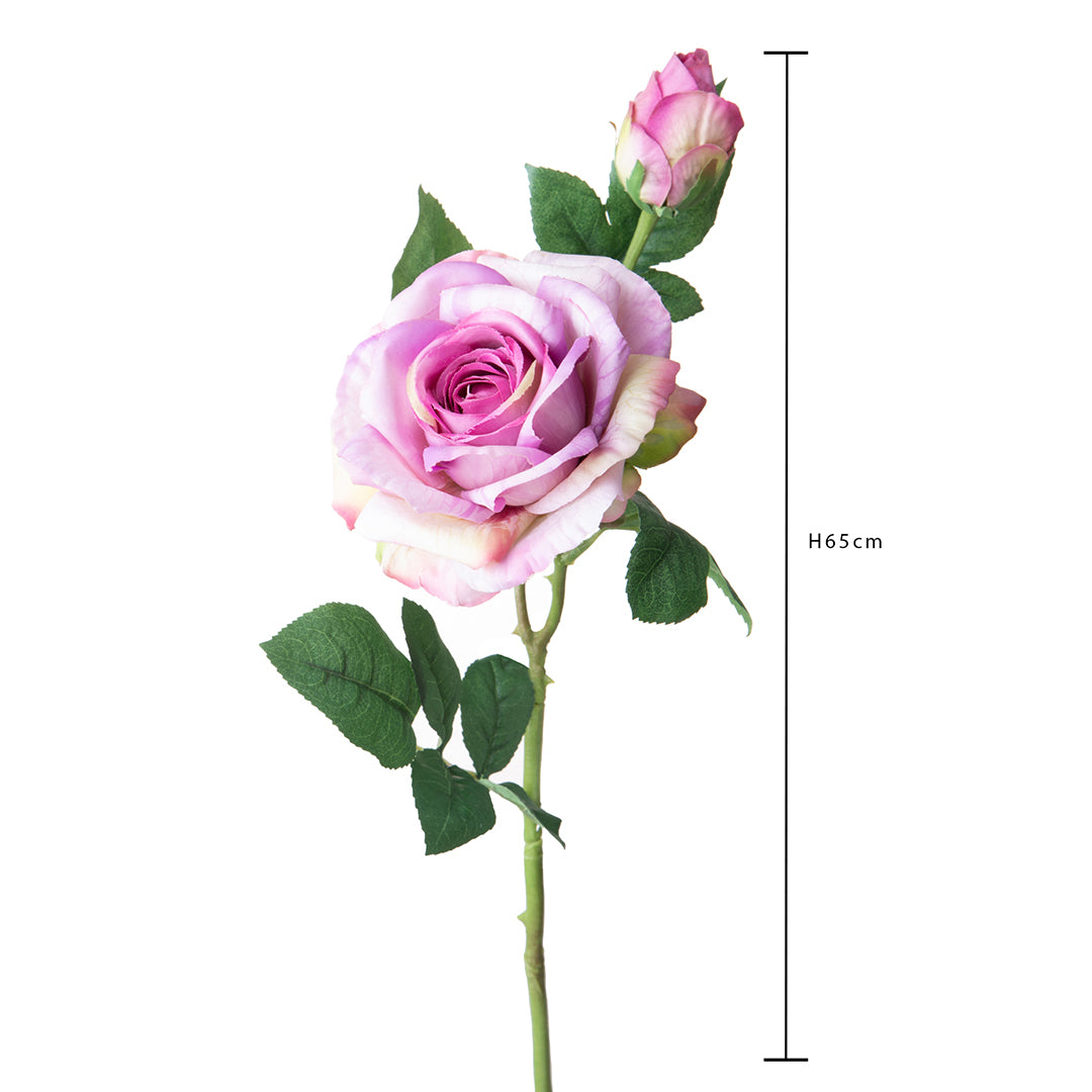 8 Pezzi • Ramo rosa artificiale real touch • 65 cm