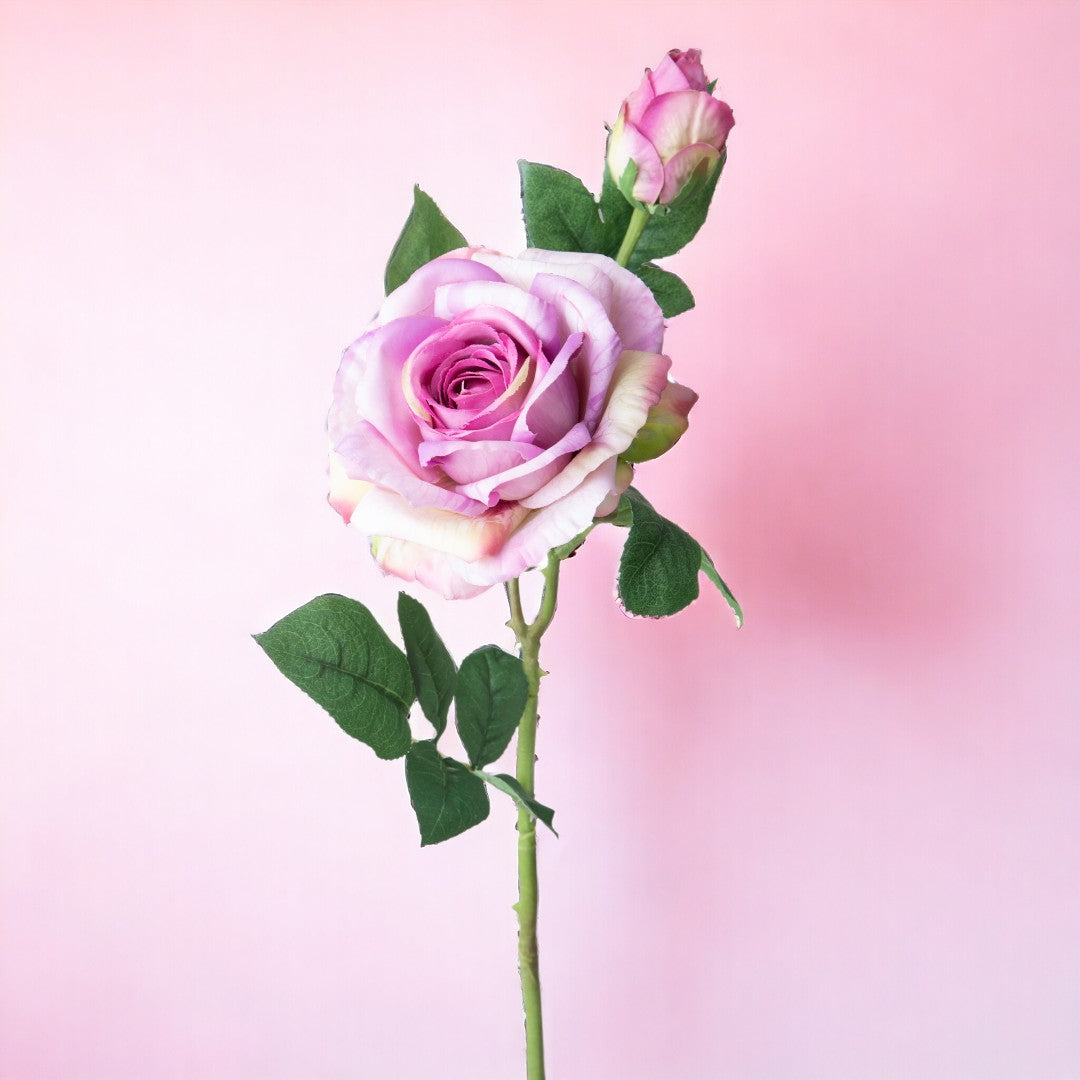 8 Pezzi • Ramo rosa artificiale real touch • 65 cm