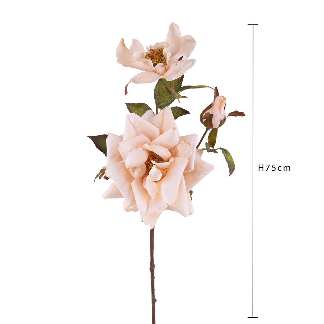 2 Pezzi • Rose artificiali aperte per 3 fiori • 75 cm