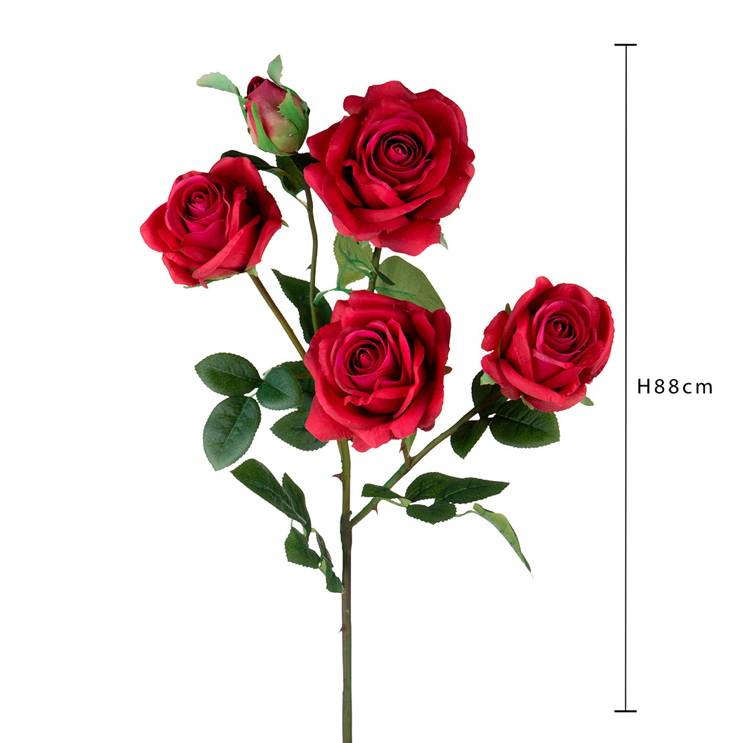 2 Pezzi • Rose artificiali per 5 fiori • 88 cm