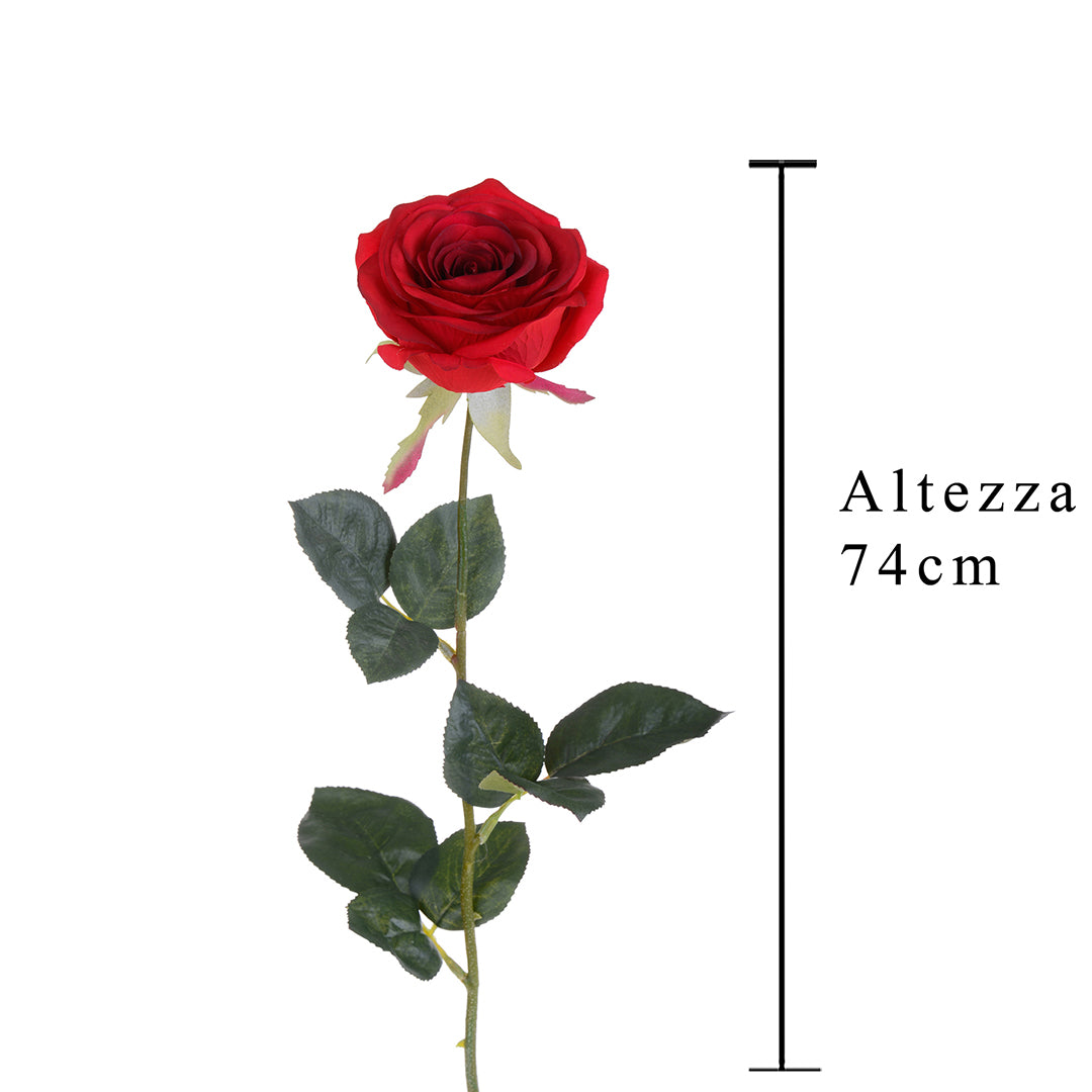 4 Pezzi • Rose artificiali aperte • 74 cm
