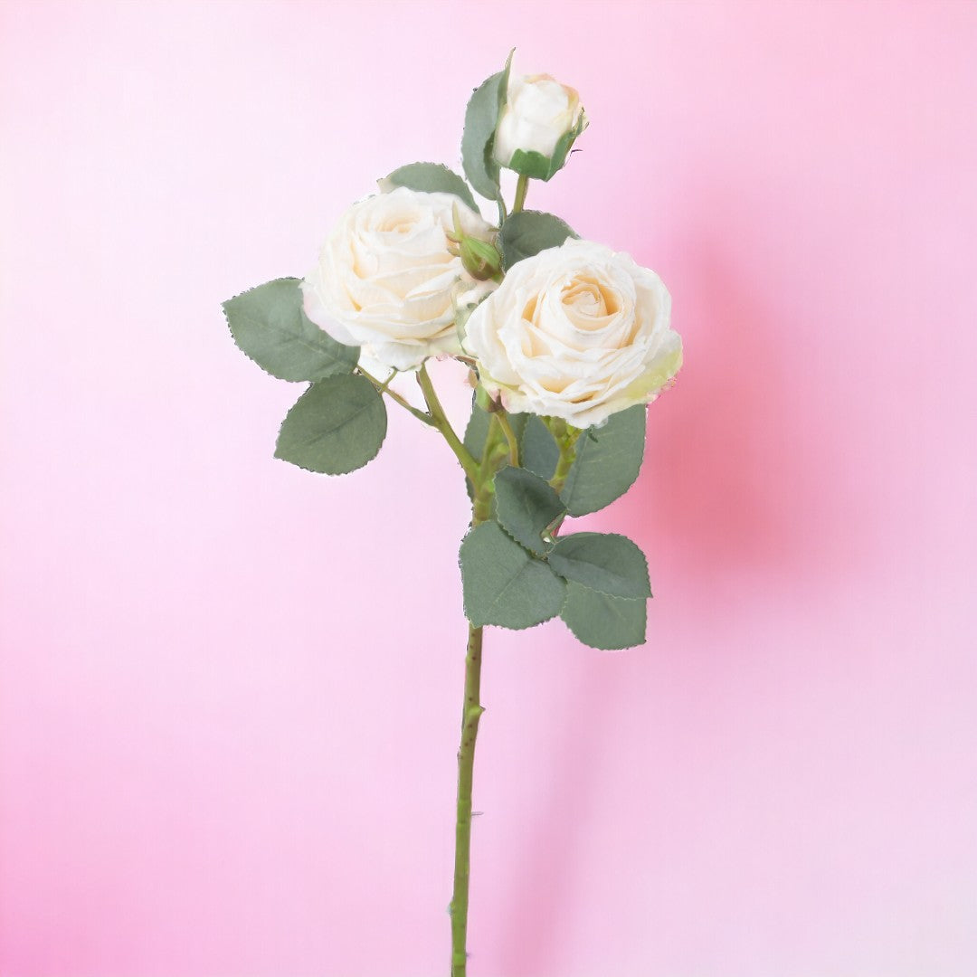 3 Pezzi • Rose artificiali ramo con 3 fiori • 60 cm