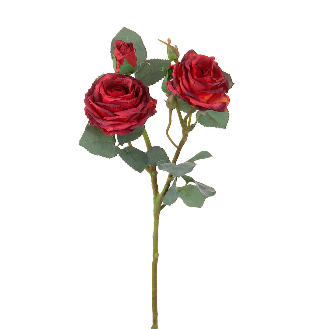3 Pezzi • Rose artificiali ramo con 3 fiori • 60 cm
