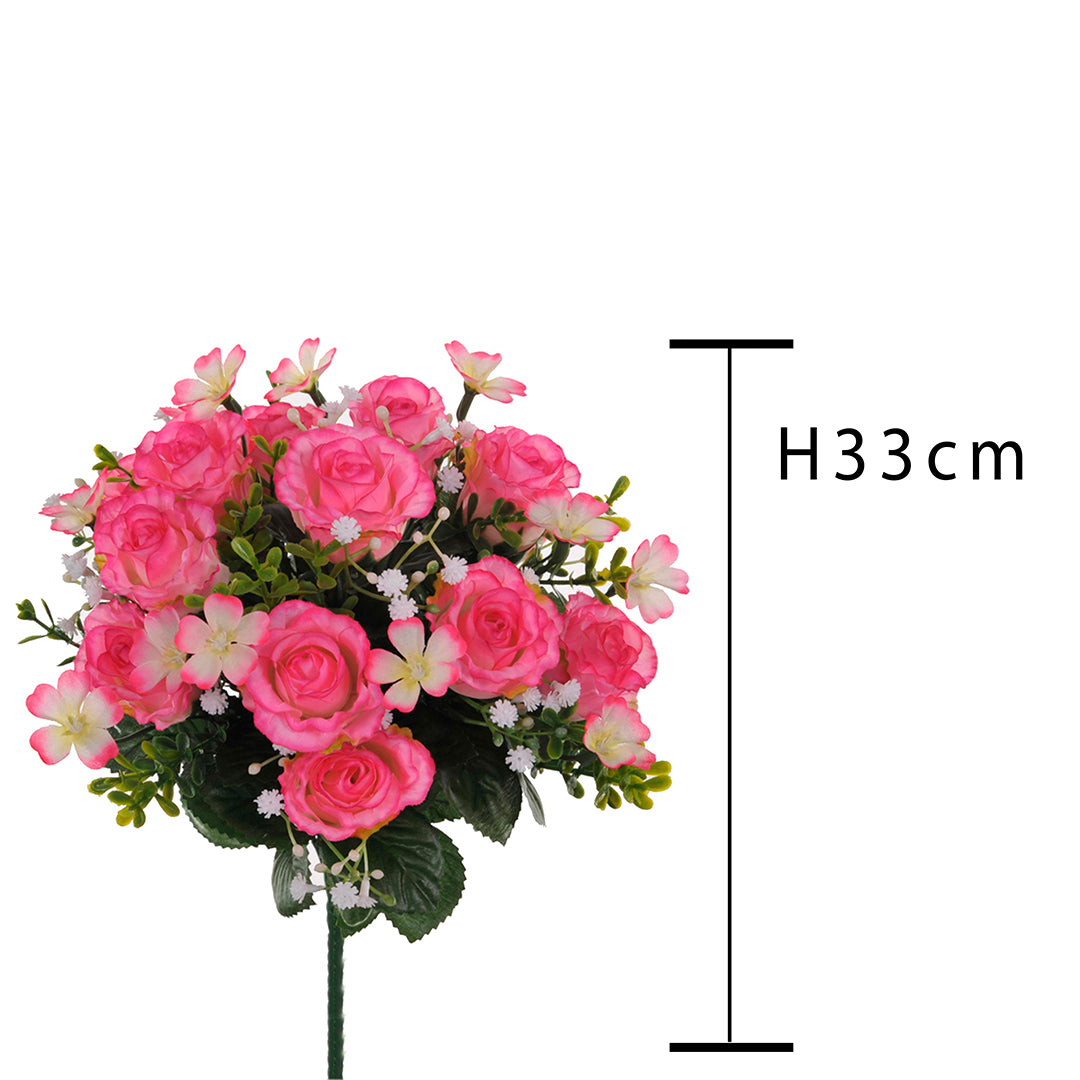 Bouquet artificiale per 13 fiori rose e gypsophila • 33 cm