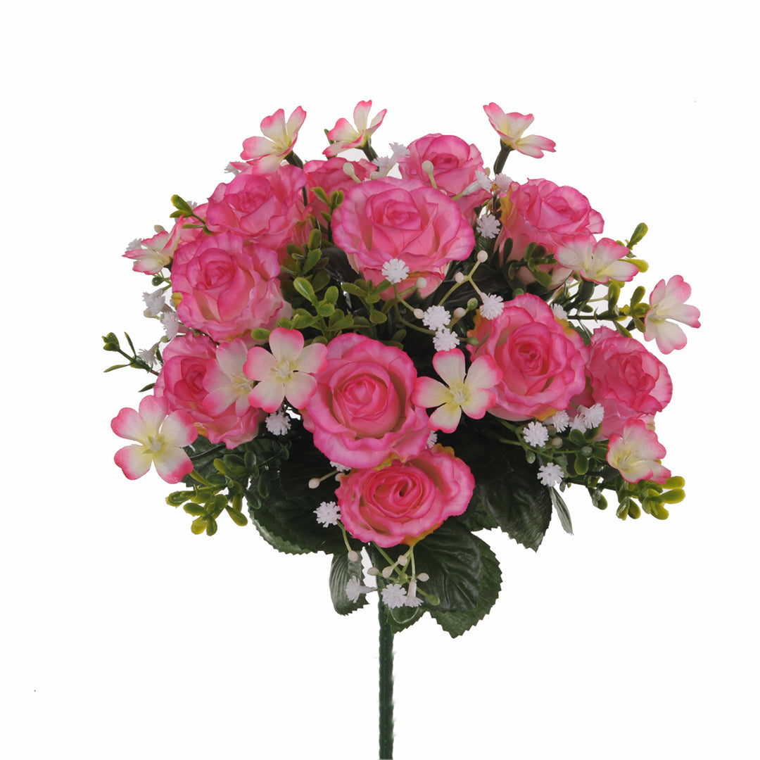Bouquet artificiale per 13 fiori rose e gypsophila • 33 cm