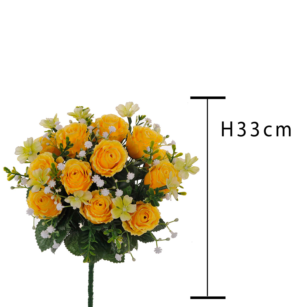 Bouquet artificiale per 13 fiori rose e gypsophila • 33 cm