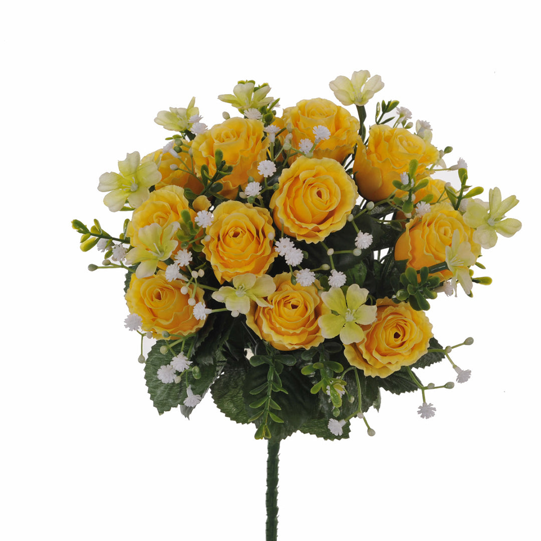 Bouquet artificiale per 13 fiori rose e gypsophila • 33 cm