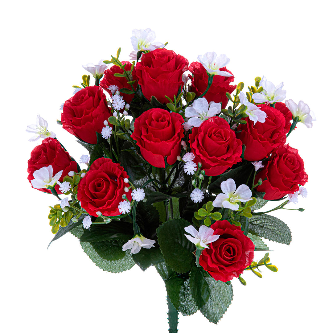 Bouquet artificiale per 13 fiori rose e gypsophila • 33 cm
