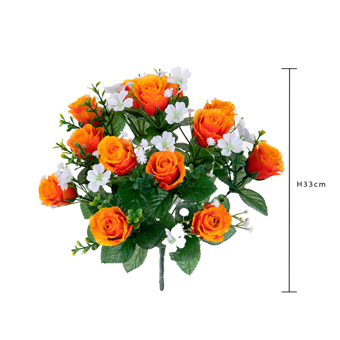Bouquet artificiale per 13 fiori rose e gypsophila • 33 cm