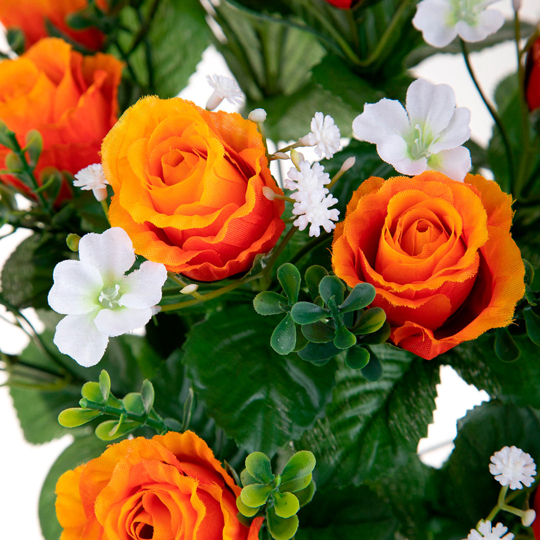 Bouquet artificiale per 13 fiori rose e gypsophila • 33 cm