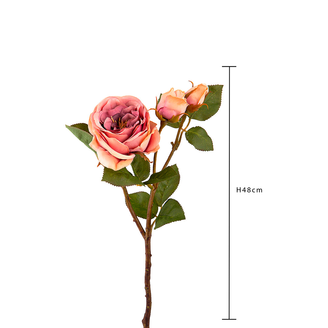 3 Pezzi • Rose artificiali romantic con 3 fiori • 48 cm