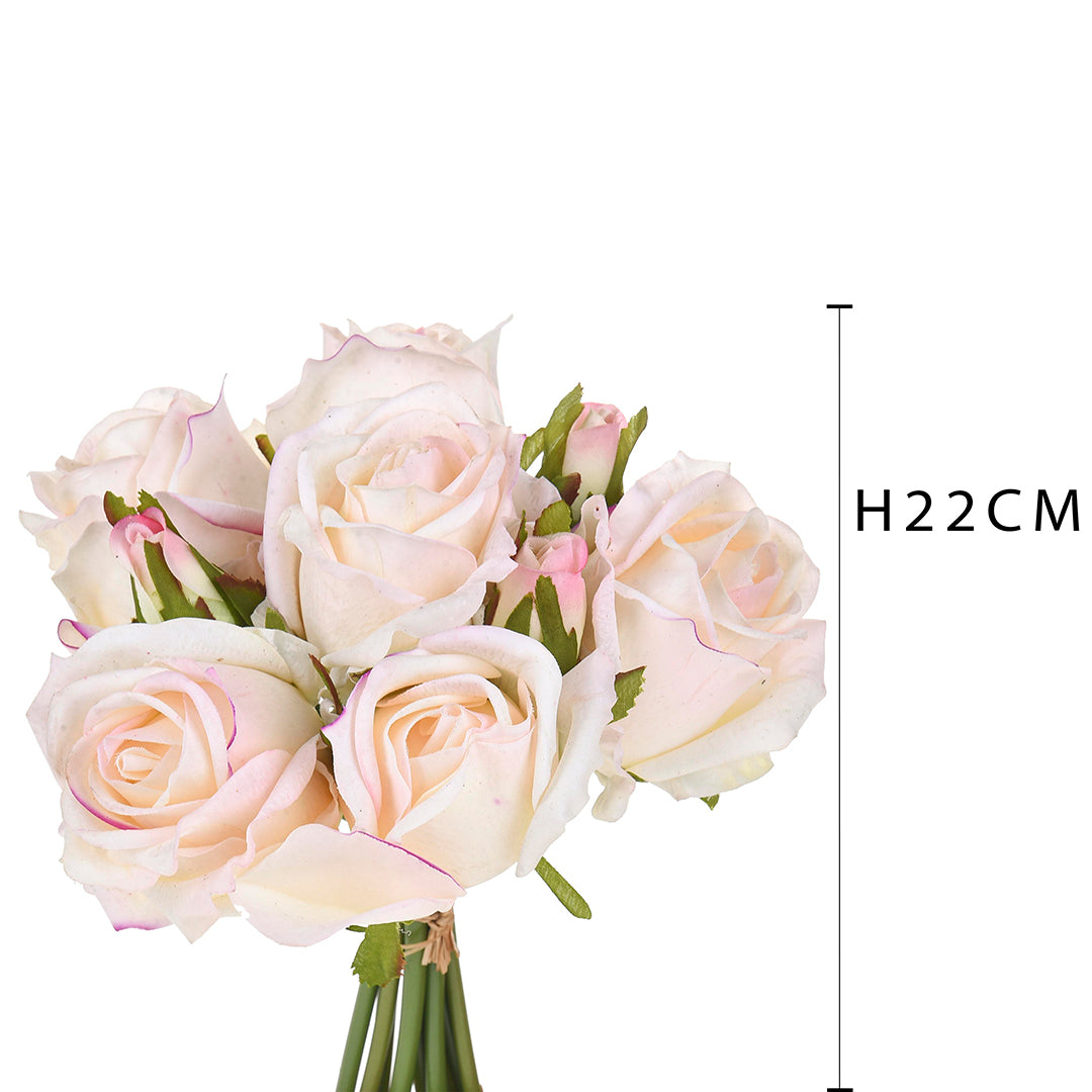 Bouquet con rose artificiale real touch • 22 cm