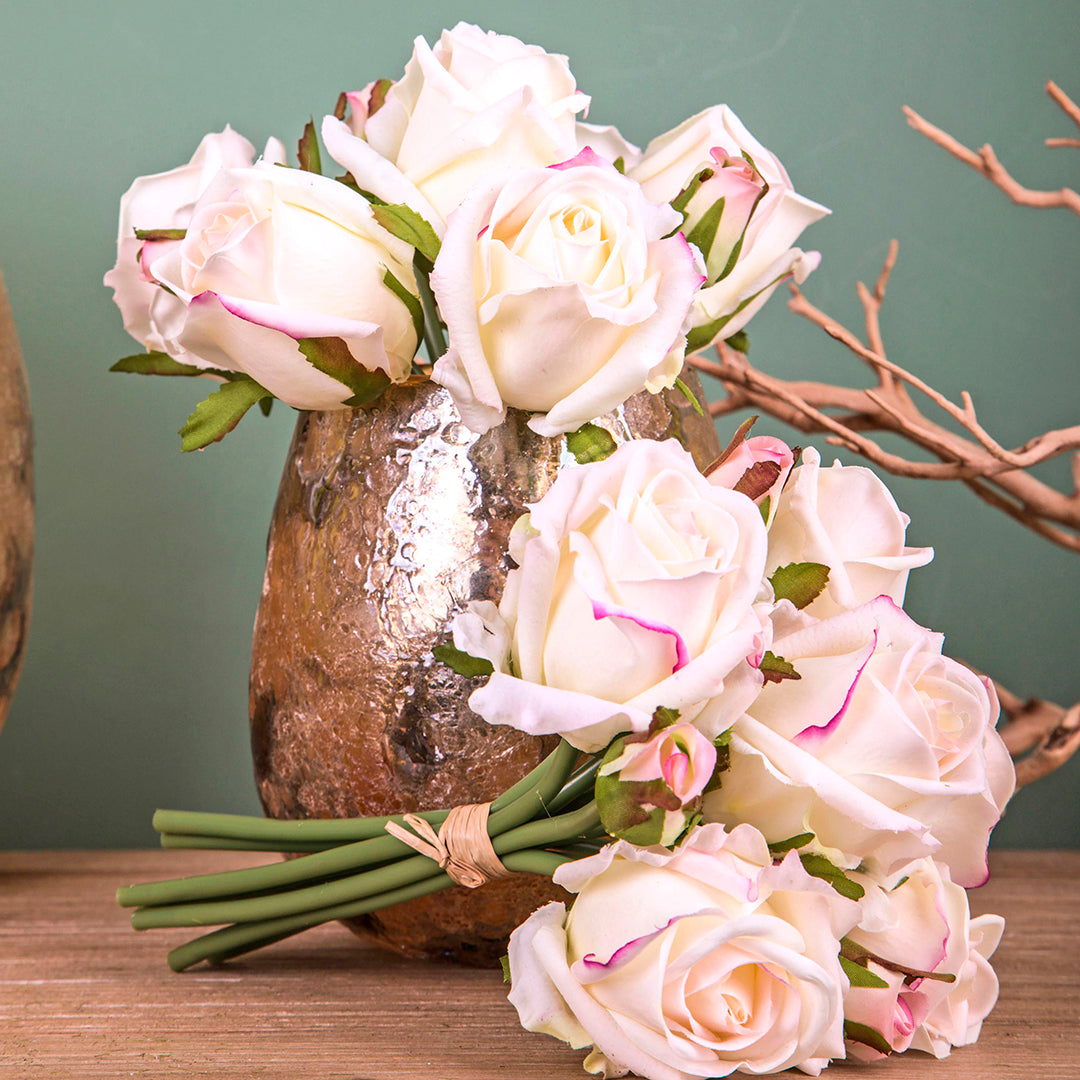 Bouquet con rose artificiale real touch • 22 cm