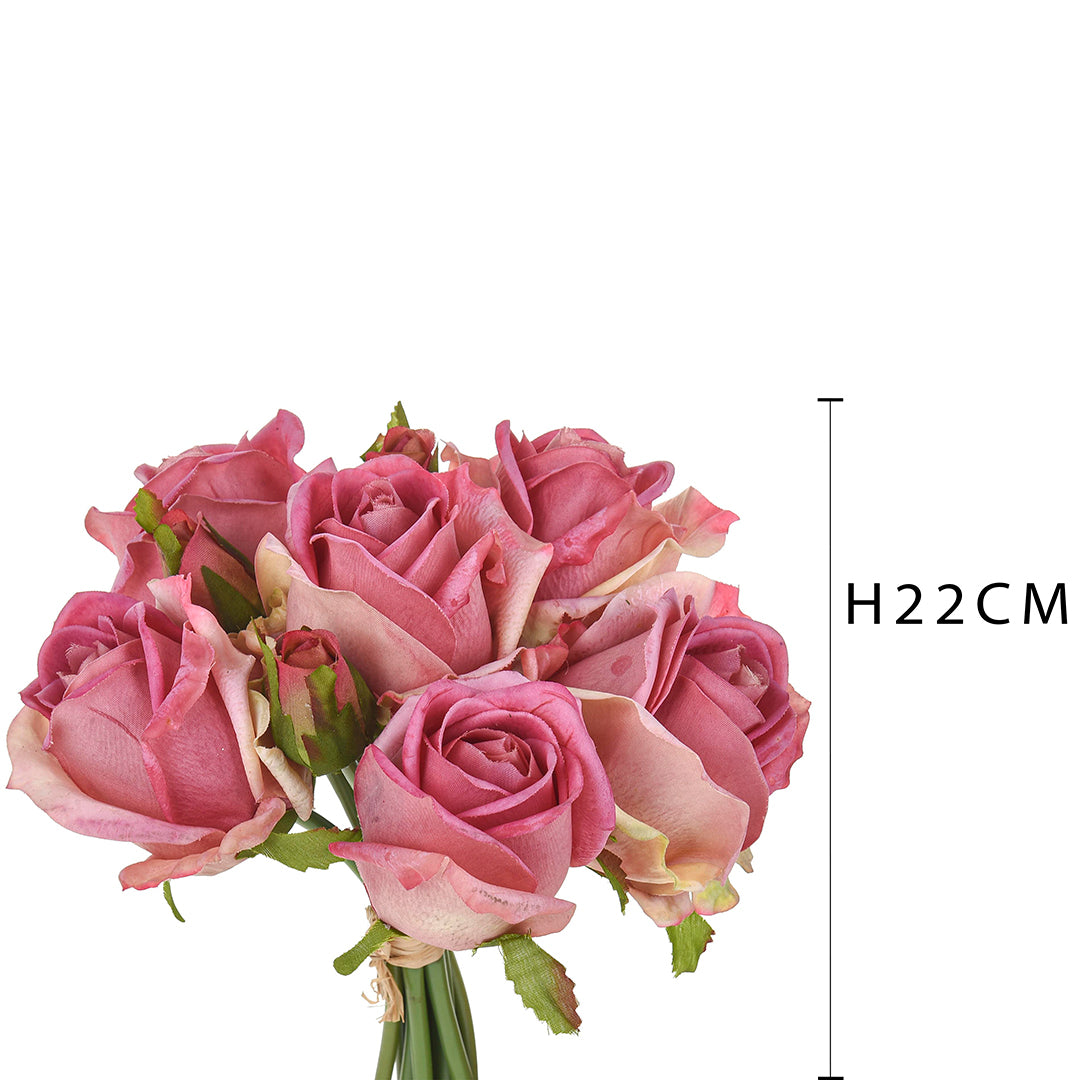 Bouquet con rose artificiale real touch • 22 cm