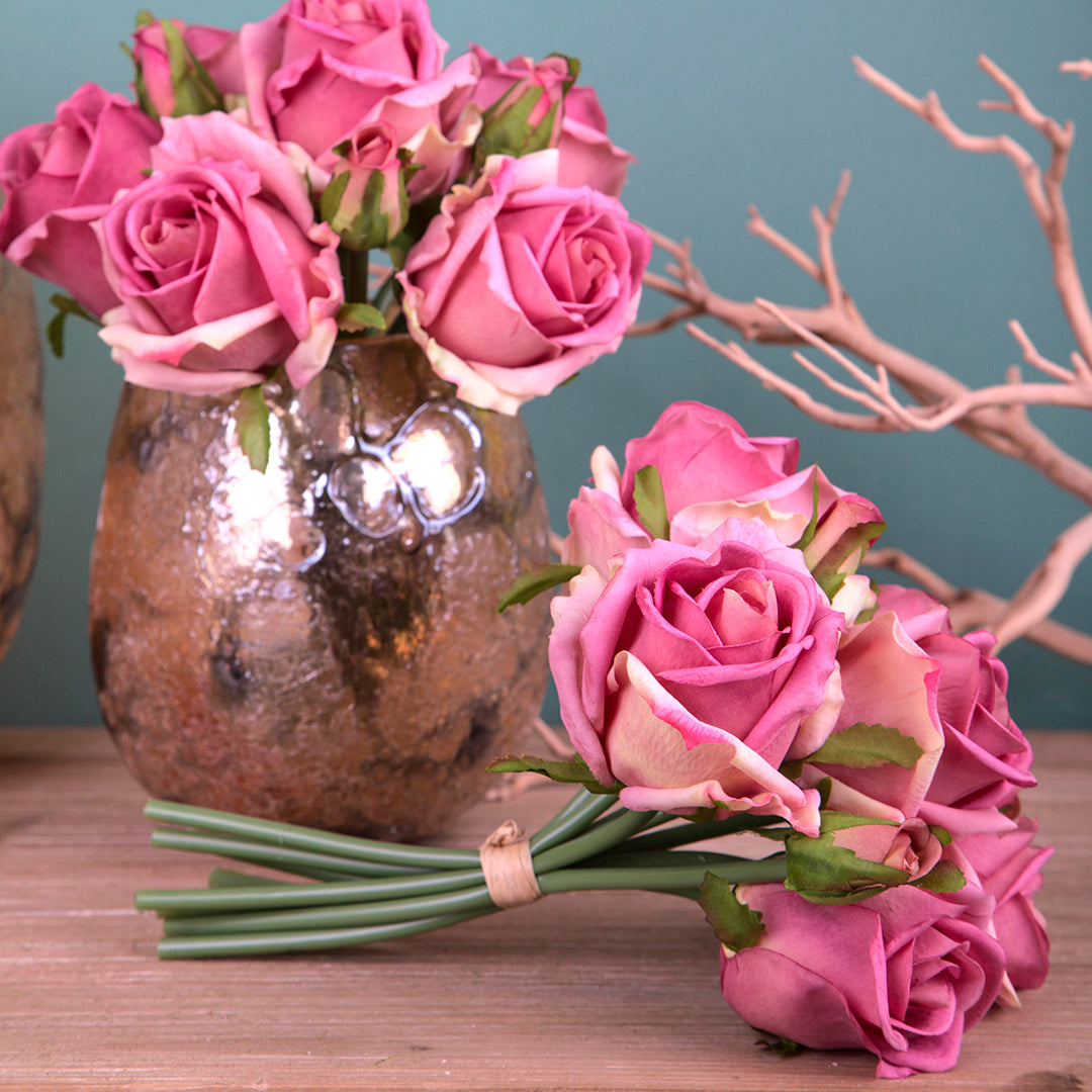 Bouquet con rose artificiale real touch • 22 cm