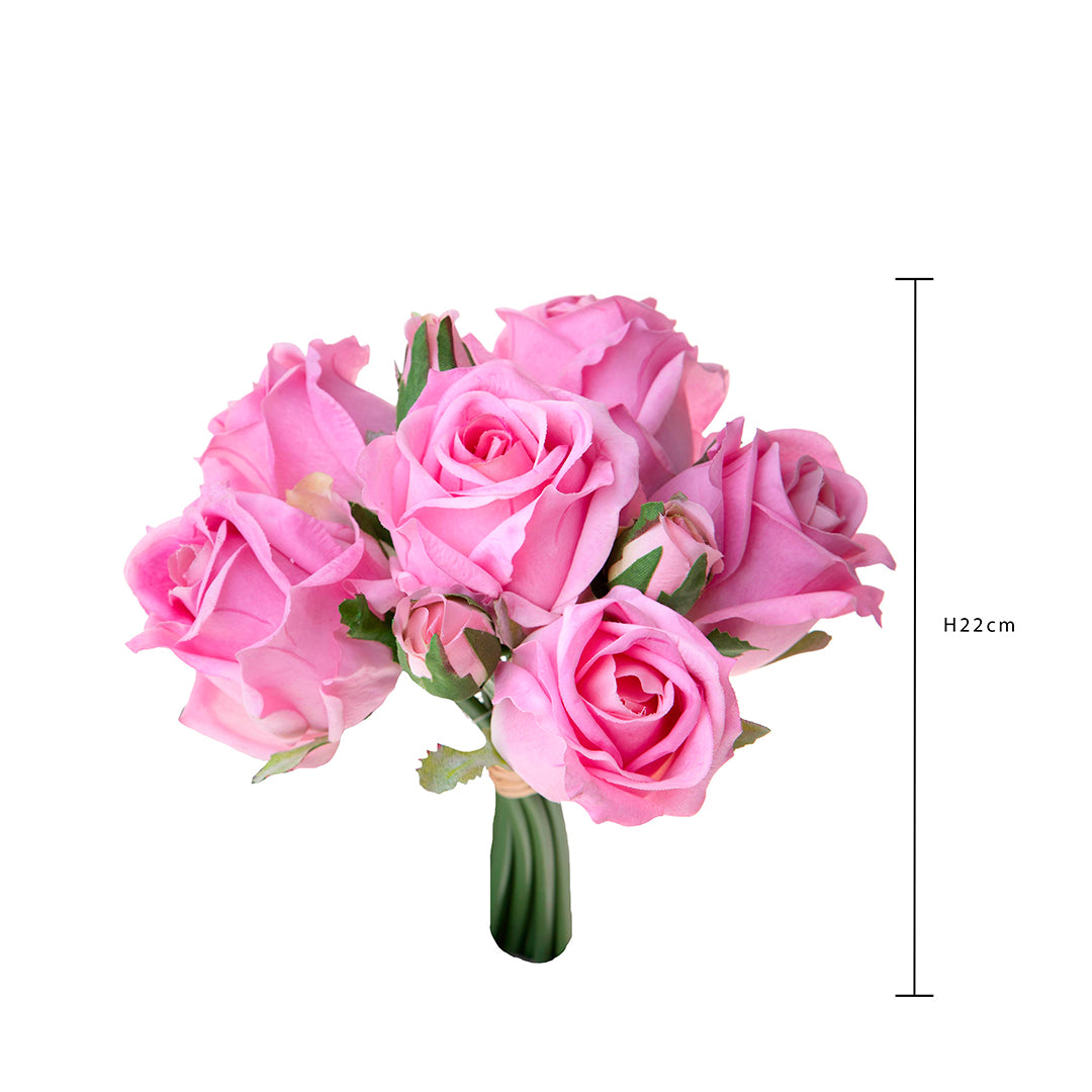 Bouquet con rose artificiale real touch • 22 cm