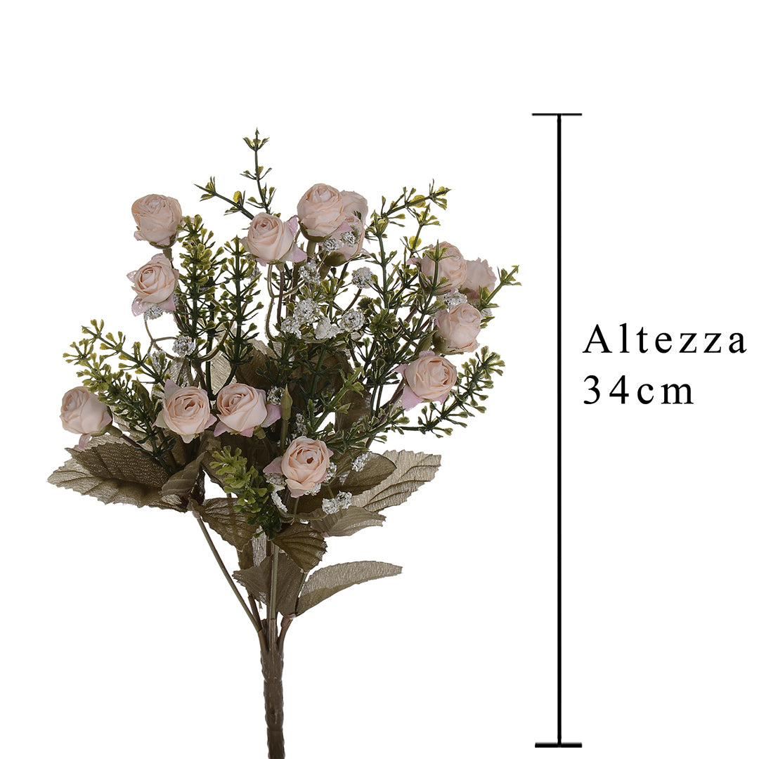 Bouquet mini rose artificiali boccio • 34 cm