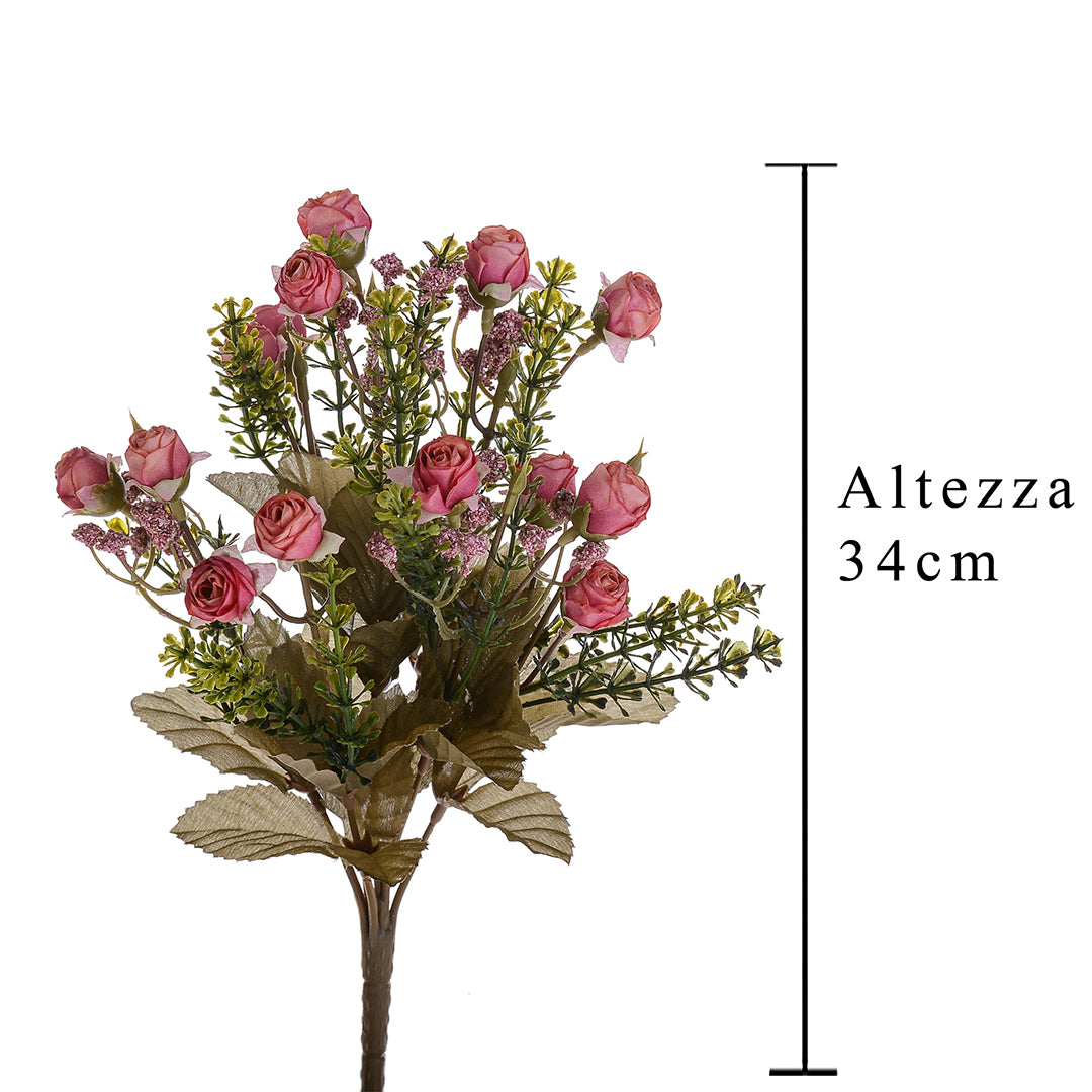 Bouquet mini rose artificiali boccio • 34 cm