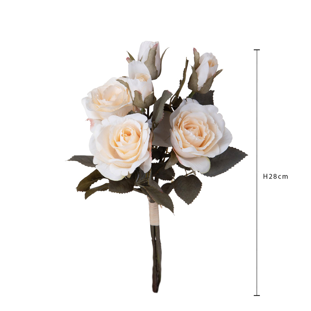 2 Pezzi • Mazzo rose bocci artificiale • 28 cm