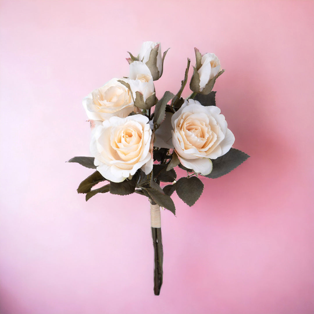 2 Pezzi • Mazzo rose bocci artificiale • 28 cm