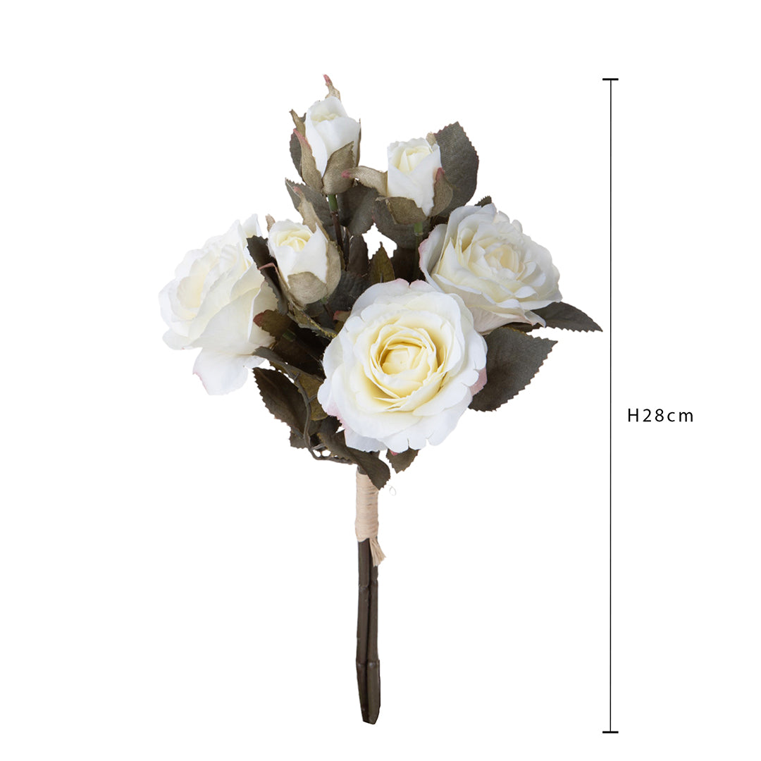 2 Pezzi • Mazzo rose bocci artificiale • 28 cm