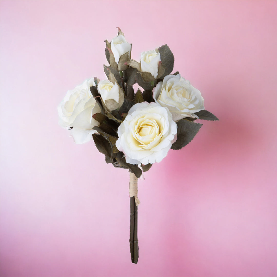 2 Pezzi • Mazzo rose bocci artificiale • 28 cm