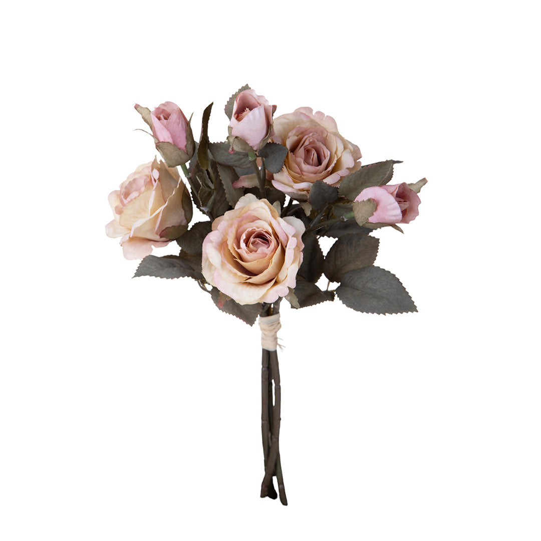 2 Pezzi • Mazzo rose bocci artificiale • 28 cm