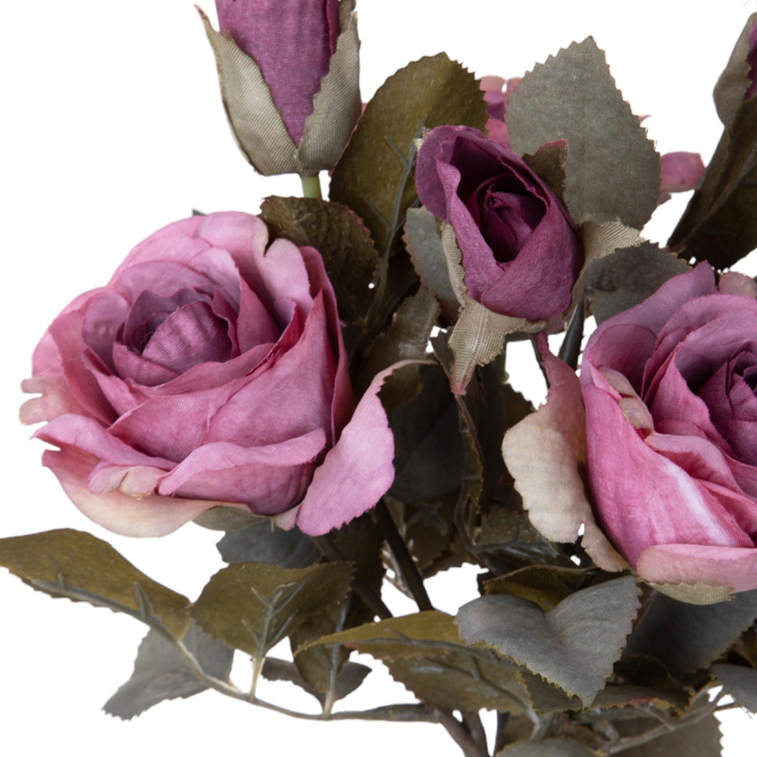 2 Pezzi • Mazzo rose bocci artificiale • 28 cm