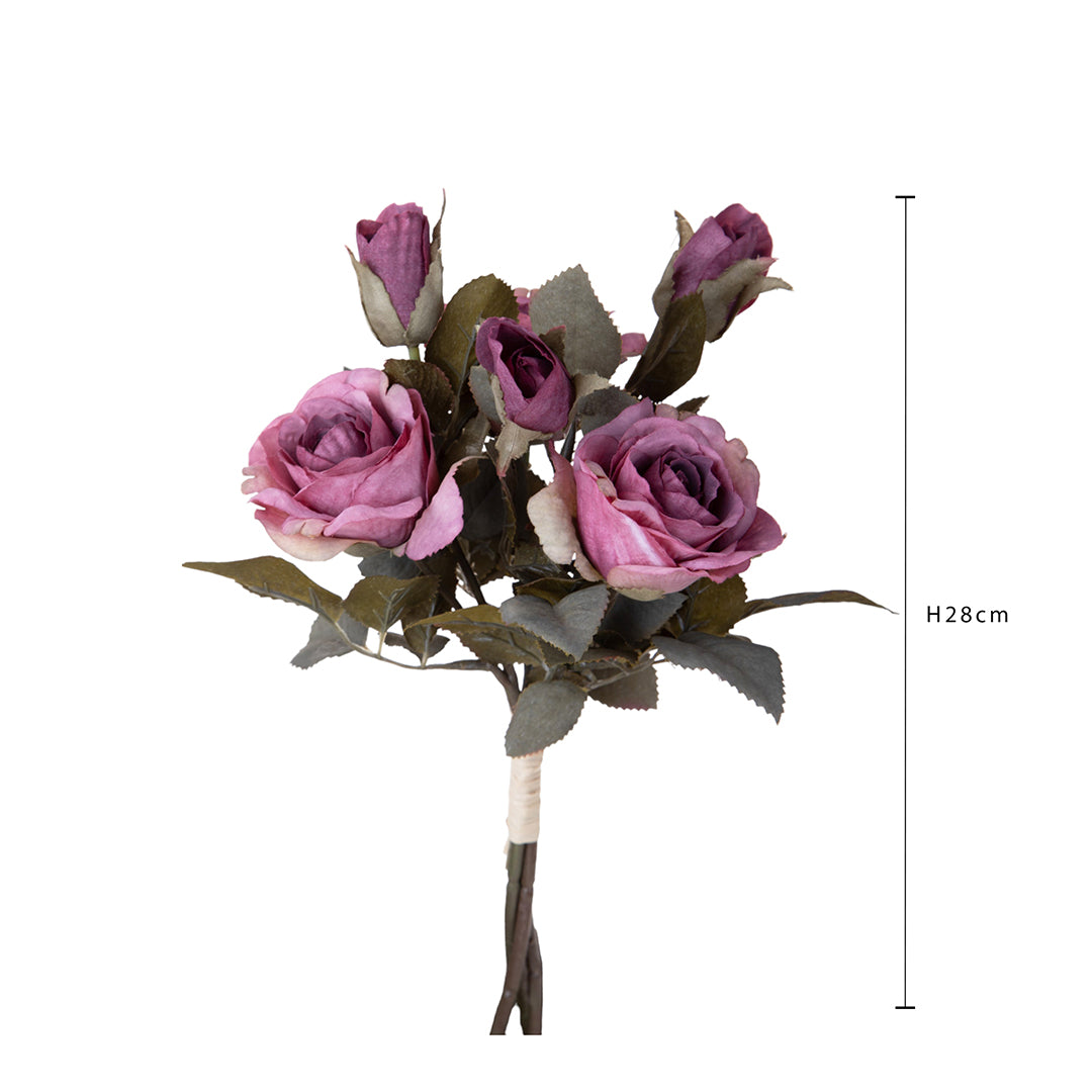 2 Pezzi • Mazzo rose bocci artificiale • 28 cm