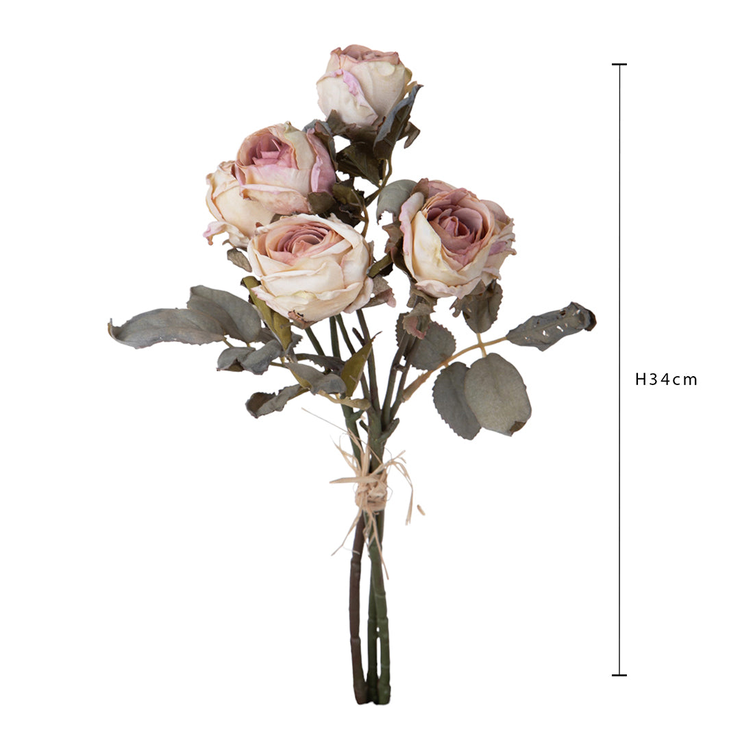 3 Pezzi • Mazzo rose aperte artificiale • 34 cm