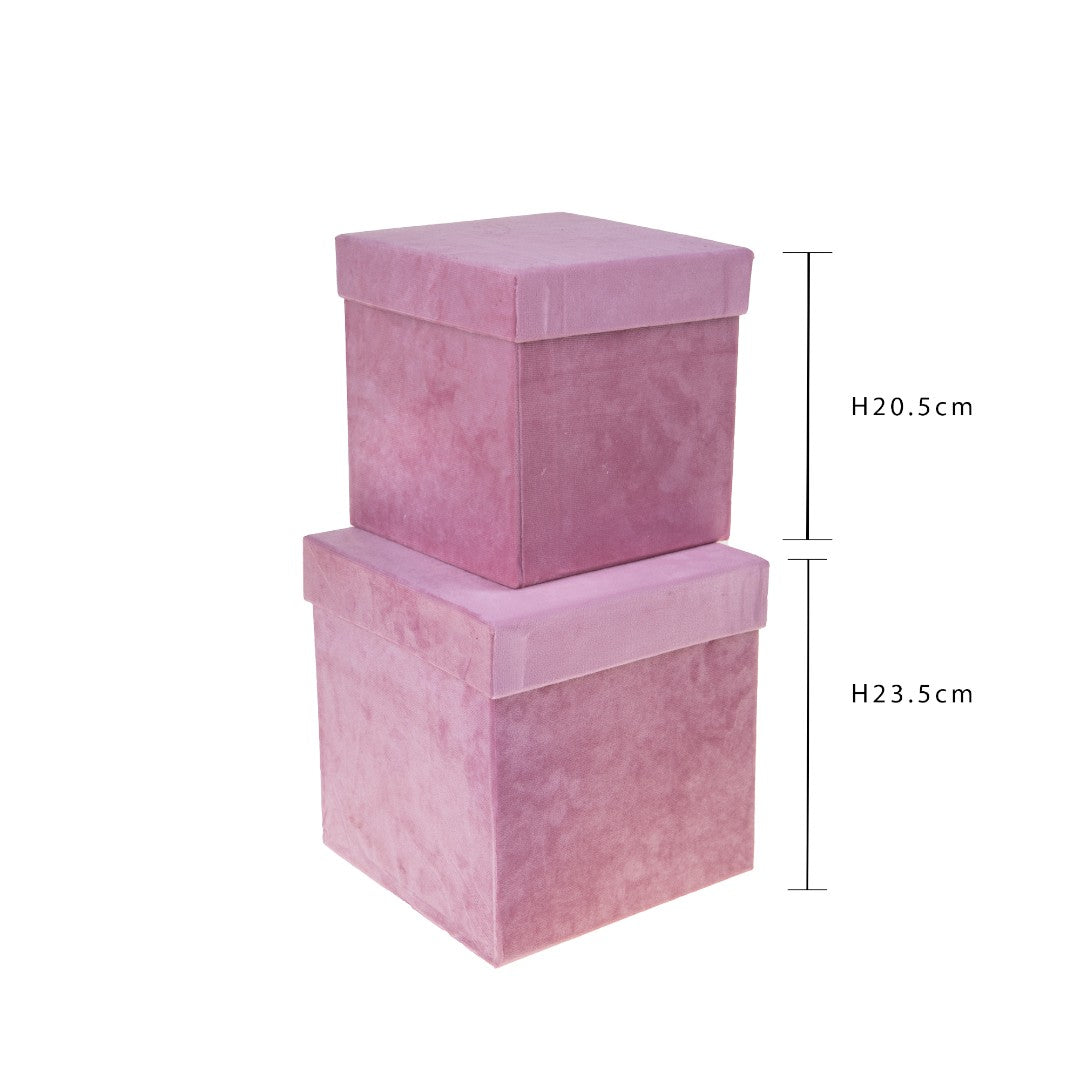 Set di 2 Scatole Quadrate Velluto • 23,5 cm