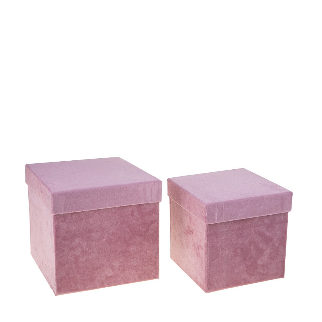 Set di 2 Scatole Quadrate Velluto • 23,5 cm