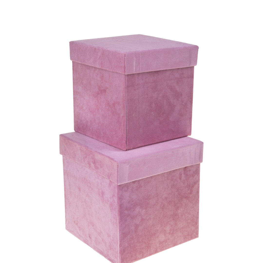 Set di 2 Scatole Quadrate Velluto • 23,5 cm