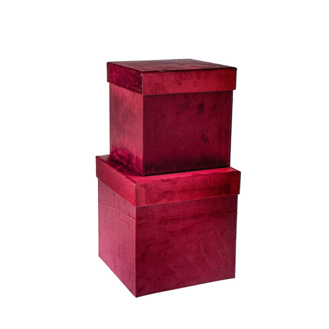 Set 2 scatole quadrate velluto • 26,5 cm