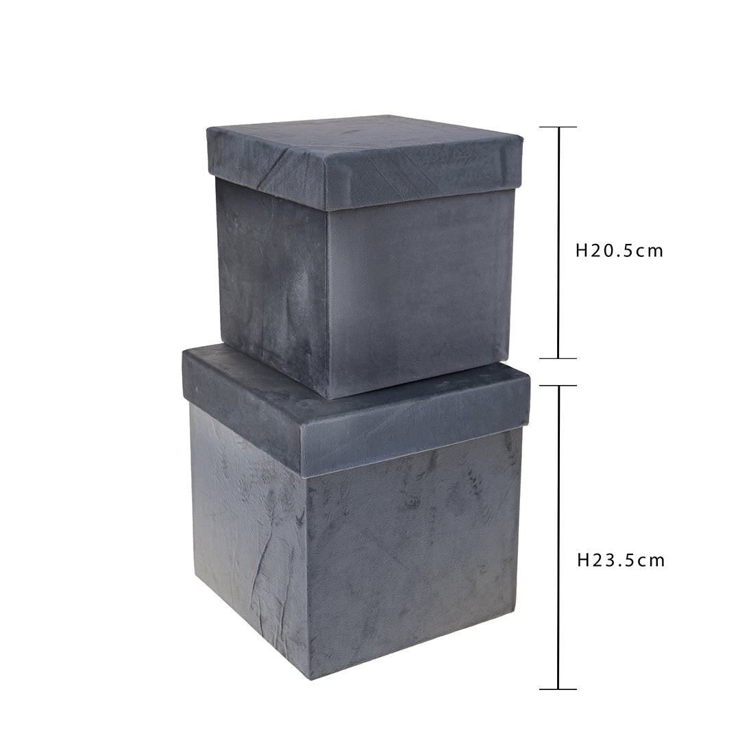 Set di 2 Scatole Quadrate Velluto • 23,5 cm