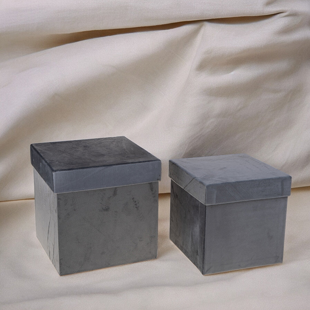 Set di 2 Scatole Quadrate Velluto • 23,5 cm