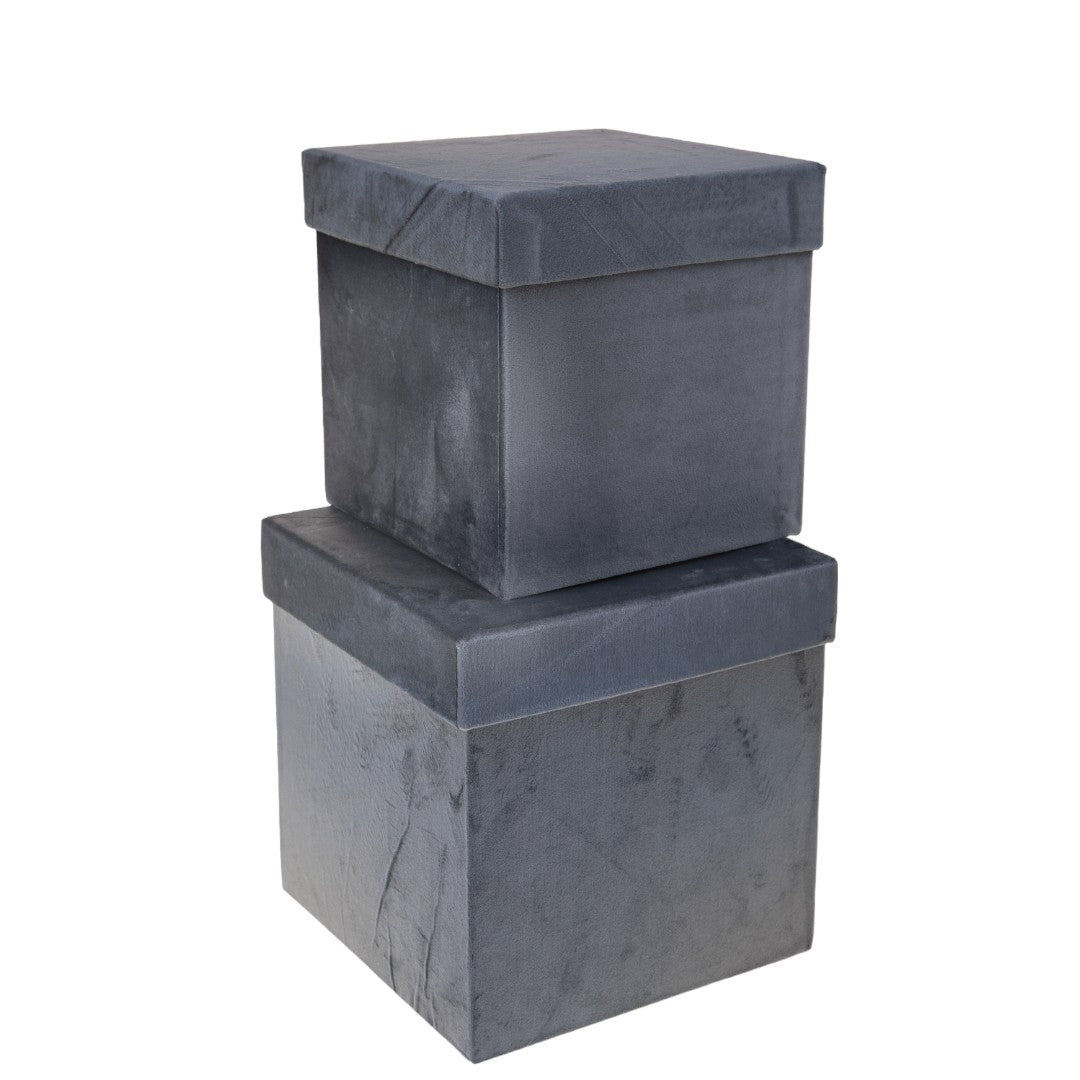 Set di 2 Scatole Quadrate Velluto • 23,5 cm